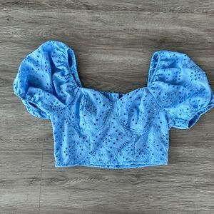 Sky Blue Eyelet Puff Sleeve Blouse Size M / US 6